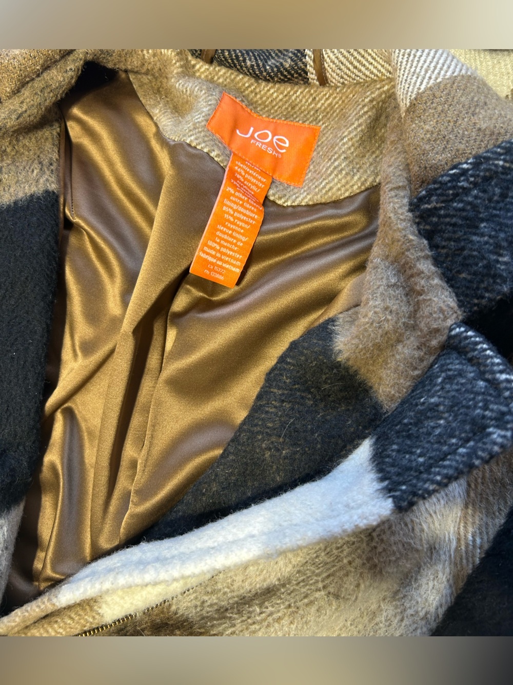 JOE Fresh Hooded Plaid Coat - Picture 4 of 5